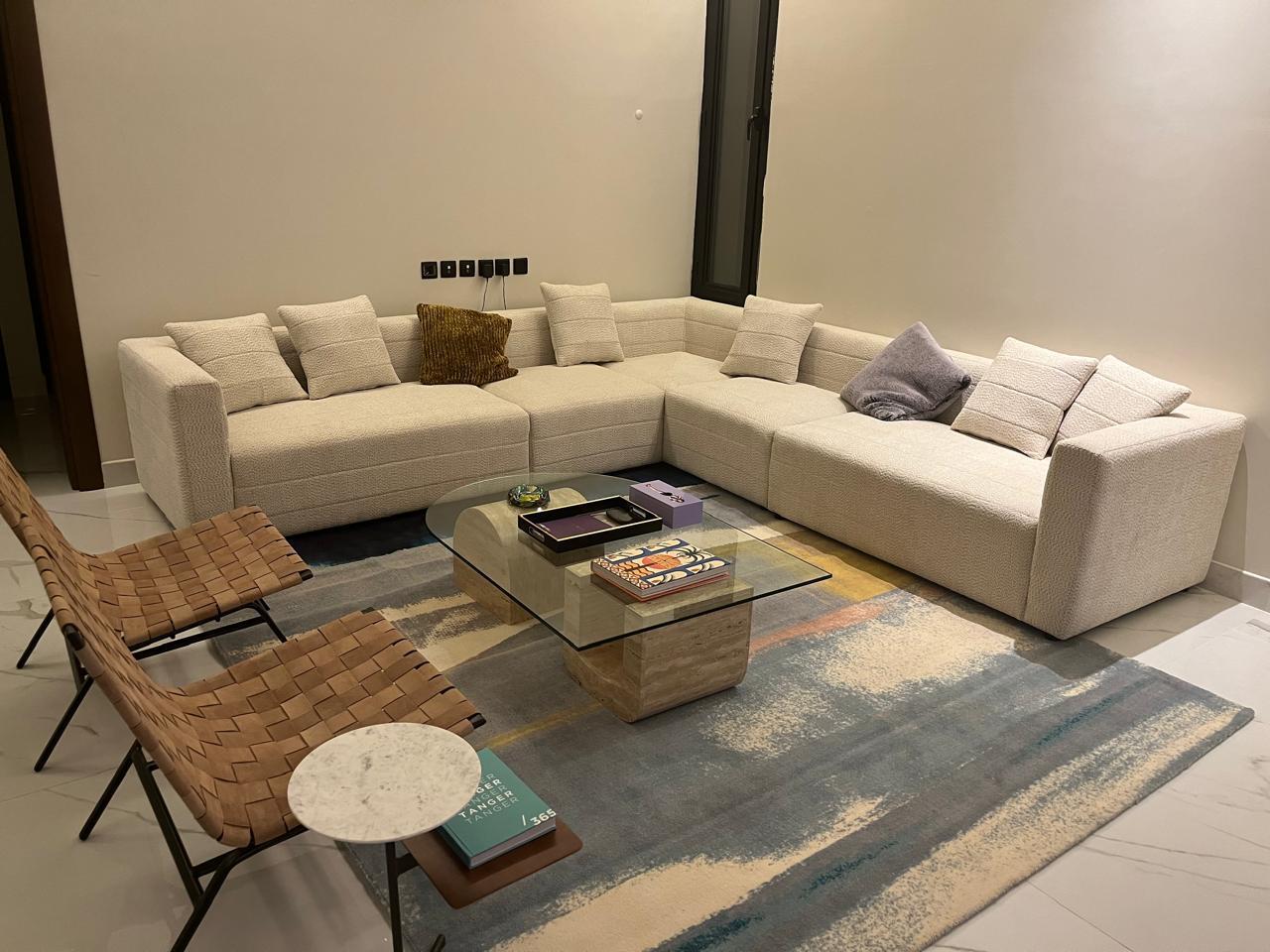 Bouclé Corner Sofa — Riyadh Apartment